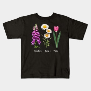 FOXGLOVE-DAISY-TULIP Kids T-Shirt